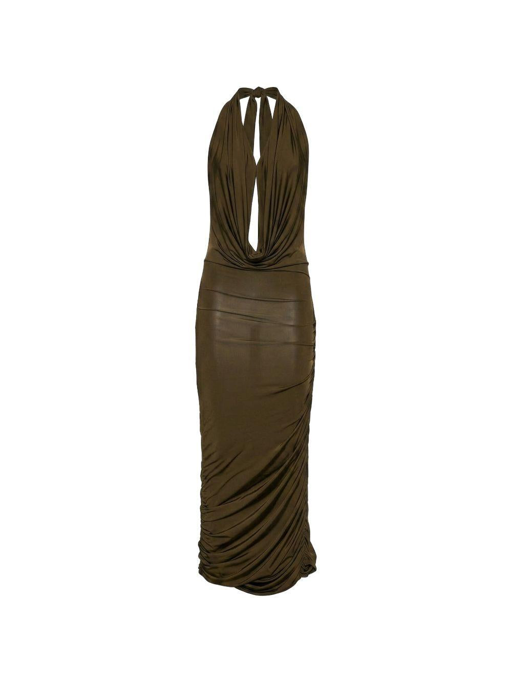 Abito midi con scollo a V profondo in verde Blumarine - donna 