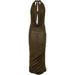 Abito midi con scollo a V profondo in verde Blumarine - donna 