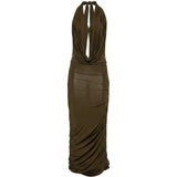 Abito midi con scollo a V profondo in verde Blumarine - donna 