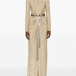 Abito lungo con paillettes in oro Rabanne - donna 