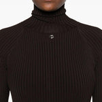 Abito lungo a coste con spacco in marrone Coperni - donna 