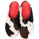 Mules fussbett con stampa mucca in bianco e marrone 