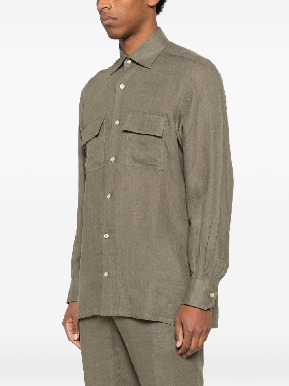 Camicia a maniche lunghe con tasche in verde Kiton - uomo 