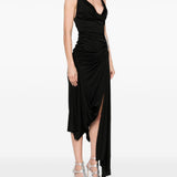 Abito midi asimmetrico in nero David koma - donna 