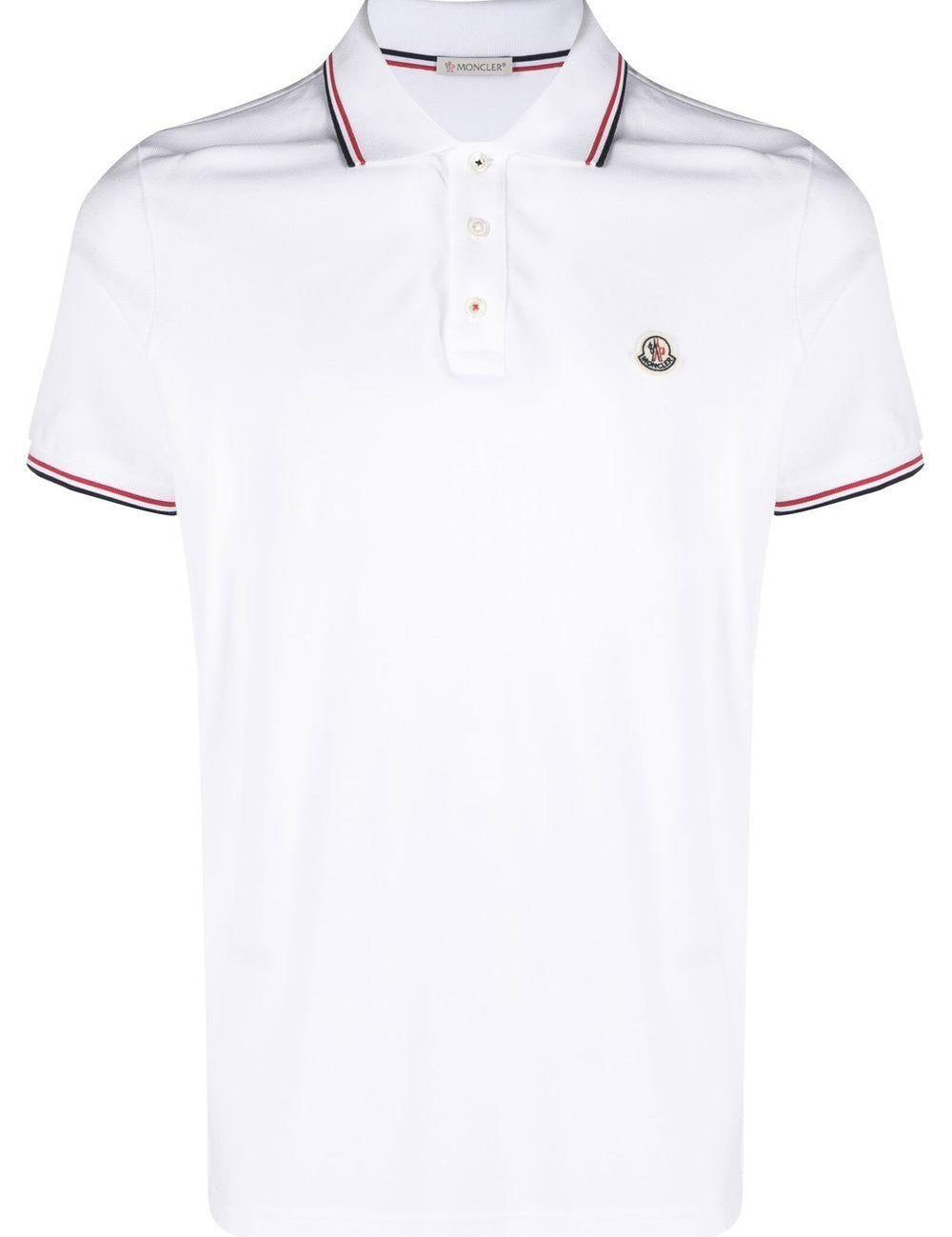 Polo con applicazione logo in bianco Moncler - uomo 