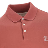 Polo con logo in rosa Brunello cucinelli - uomo 