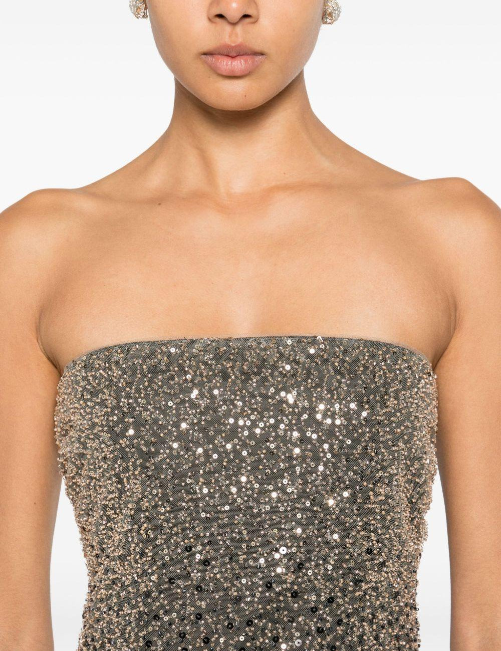 Abito midi con paillettes in nero Rotate - donna 