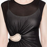 Abito lungo drappeggiato con dettaglio cut-out in nero Christopher Esber - donna 