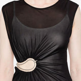 Abito lungo drappeggiato con dettaglio cut-out in nero Christopher Esber - donna 