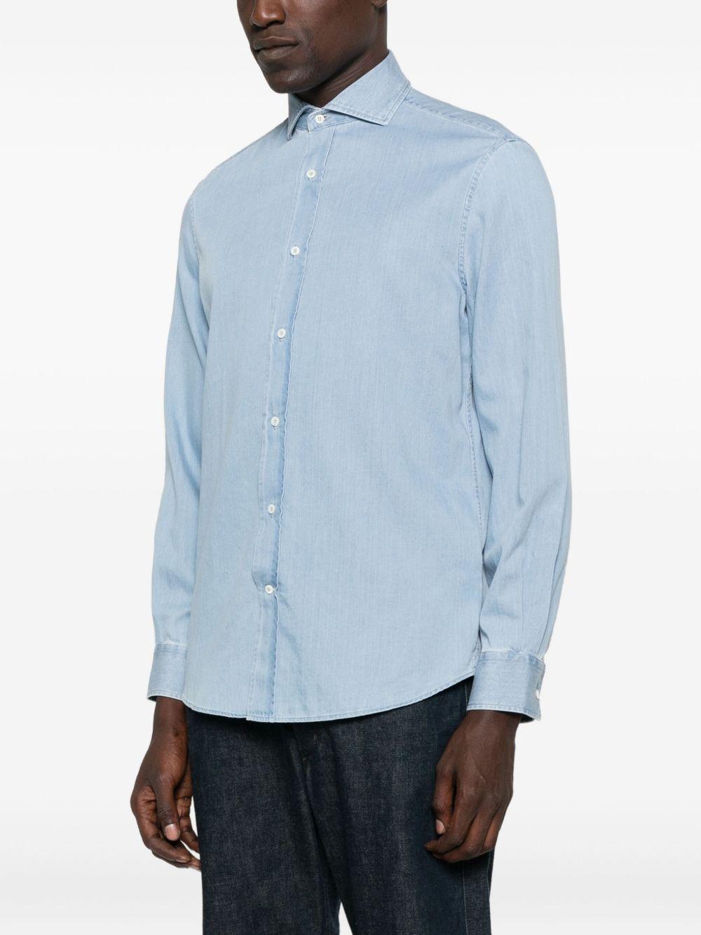 Camicia denim in cotone in celeste Brunello cucinelli - uomo 