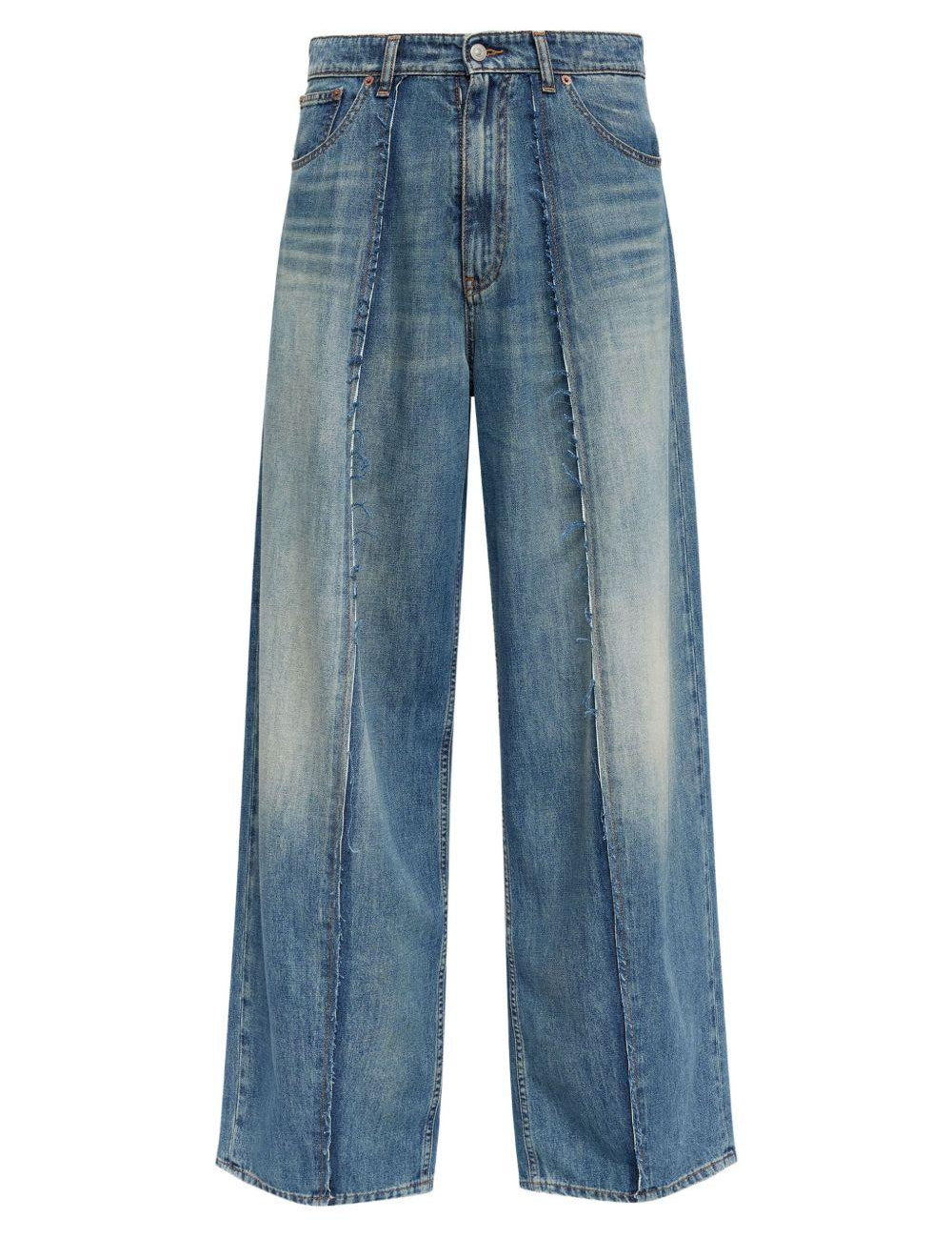 Jeans con inserti in blu Mm6 maison margiela - uomo 