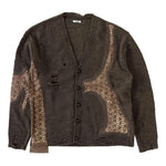 Cardigan con effetto vissuto e design a pannelli in marrone Khoki - uomo 