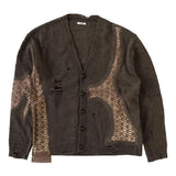 Cardigan con effetto vissuto e design a pannelli in marrone Khoki - uomo 