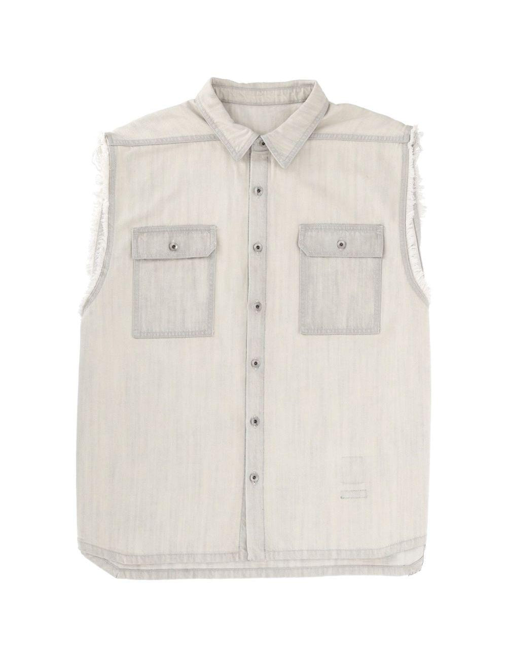 Gilet con tasca sfilacciata in grigio Rick owens drkshdw - uomo 