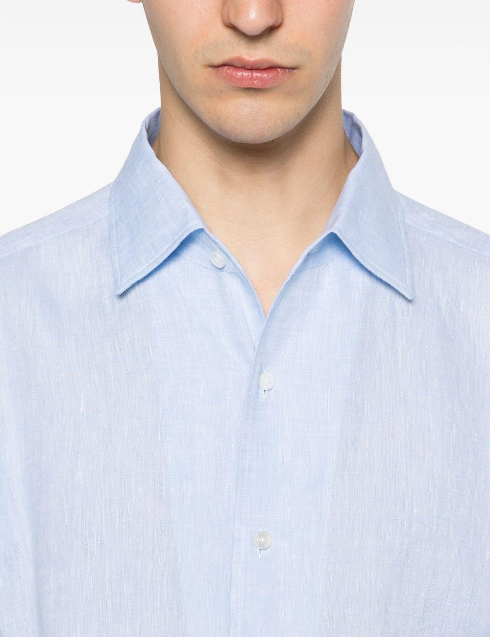 Camicia a maniche lunghe in lino in blu Zegna - uomo 