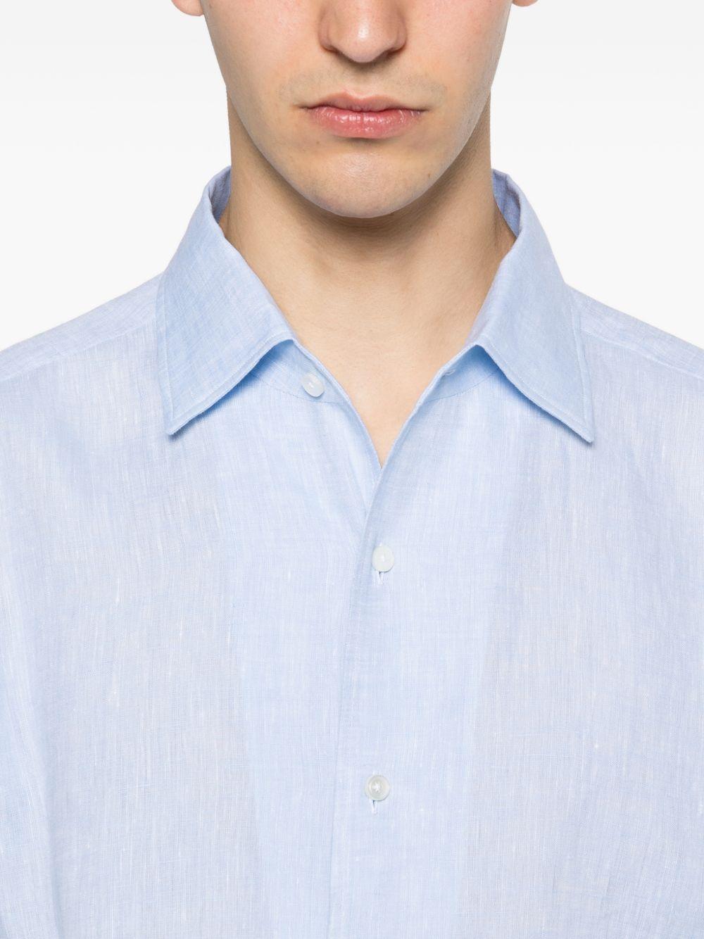 Camicia a maniche lunghe in lino in blu Zegna - uomo 