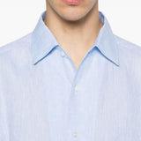 Camicia a maniche lunghe in lino in blu Zegna - uomo 