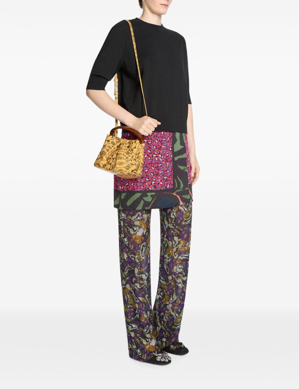 Borsa con stampa animalier in giallo 