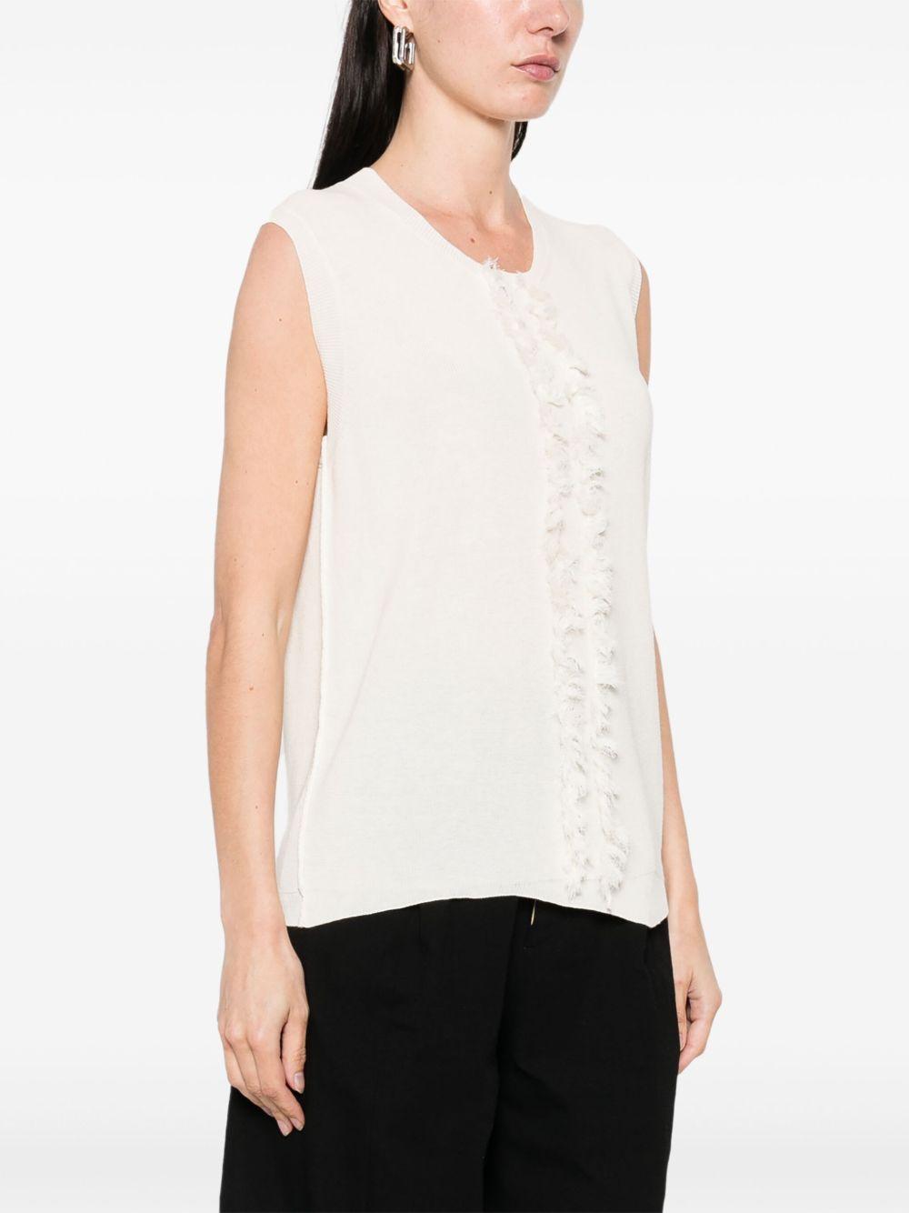Top con scollo a v con frange in beige Uma wang  - donna 
