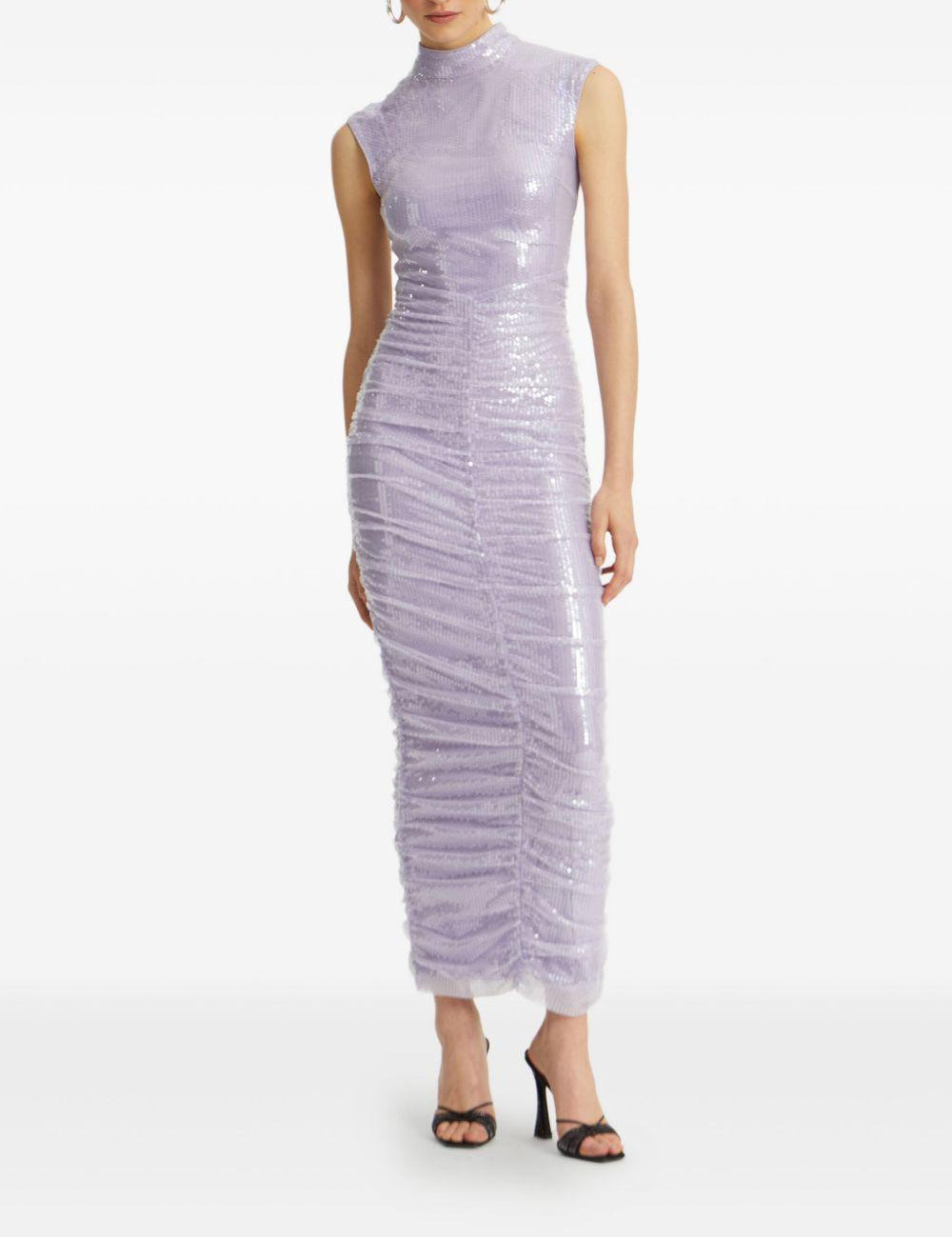 Abito midi con paillettes in viola Rotate - donna 