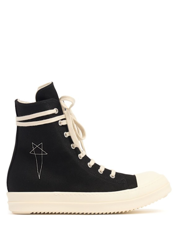 Sneakers alte con ricamo stella in nero Rick Owens Drkshdw - uomo<BR/> 