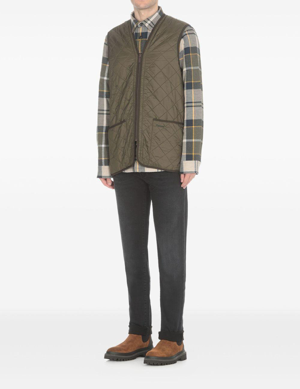 Gilet trapuntato con zip in verde Barbour - uomo 