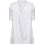 Camicia oversize con fiocco in bianco 