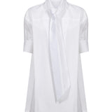 Camicia oversize con fiocco in bianco 