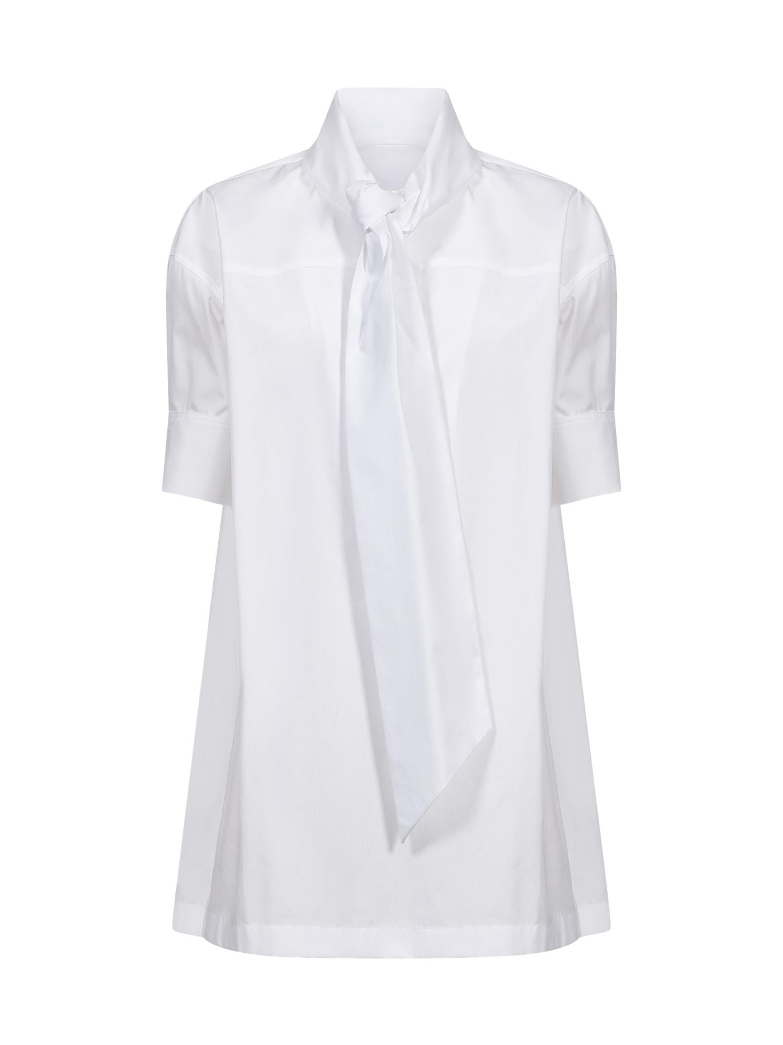 Camicia oversize con fiocco in bianco 
