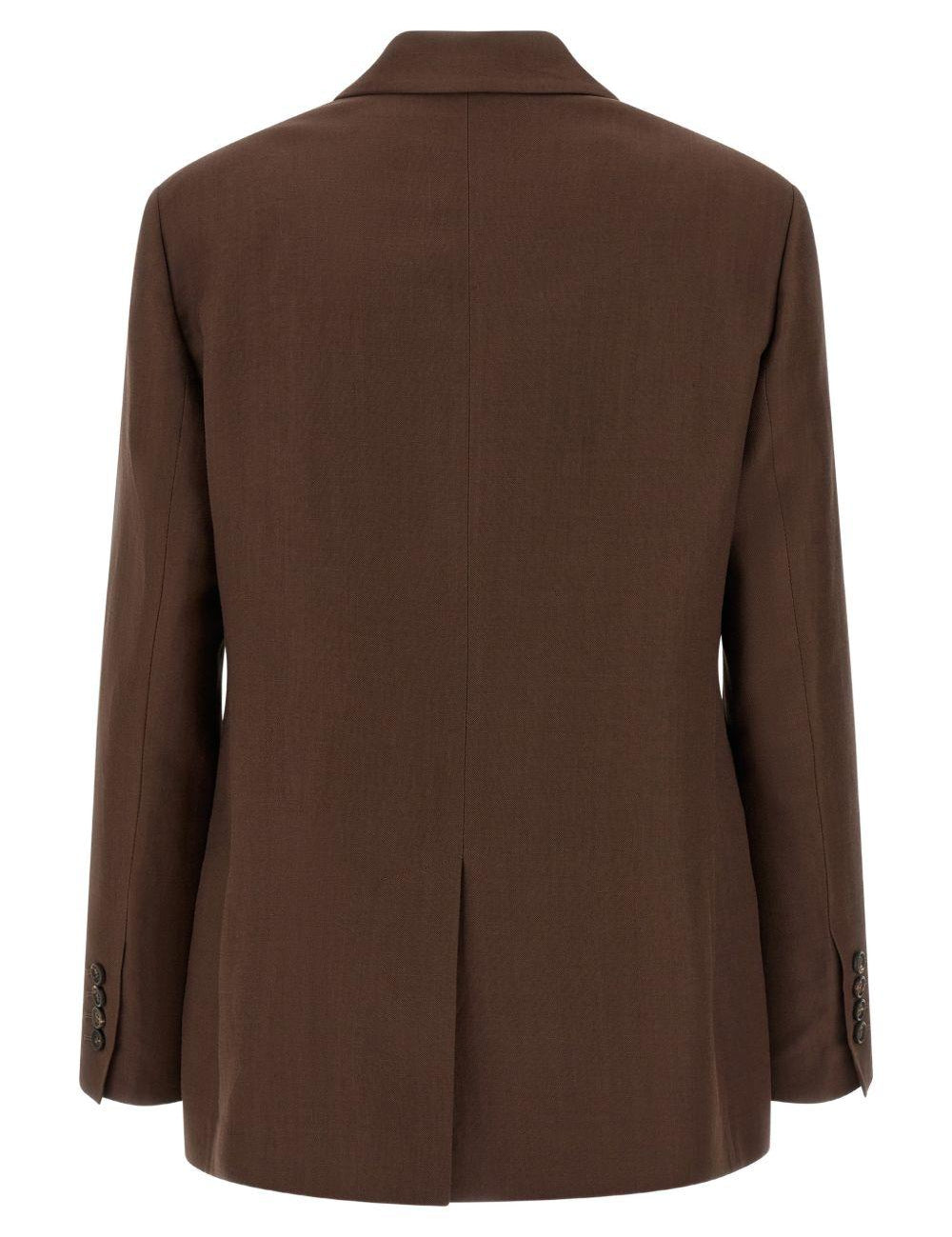 Blazer doppio petto con revers a lancia in marrone Brunello cucinelli - uomo 