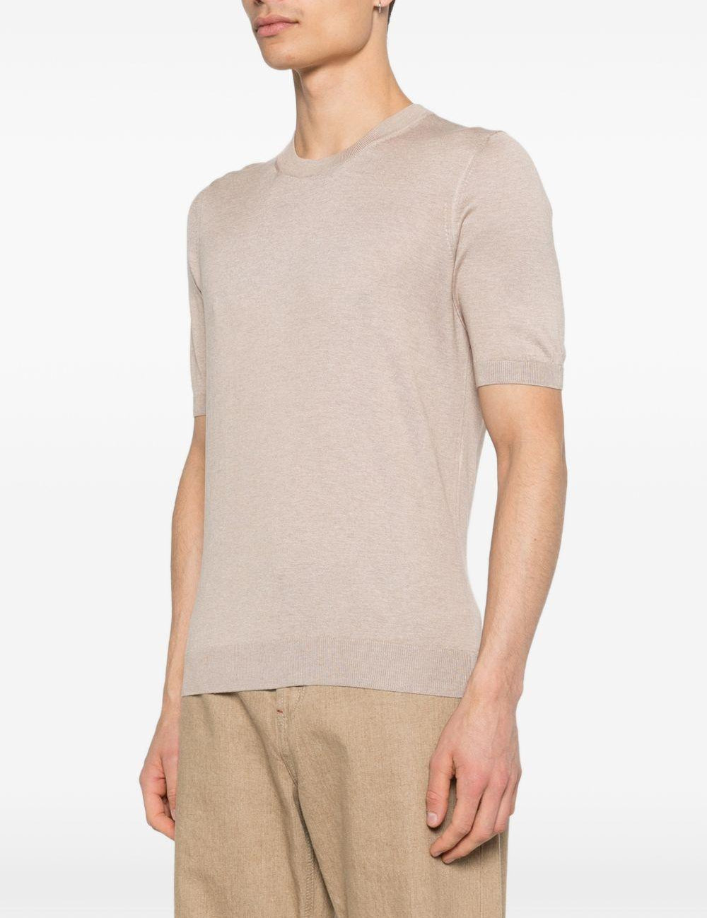 T-shirt lavorata a maglia in beige Tagliatore - uomo 