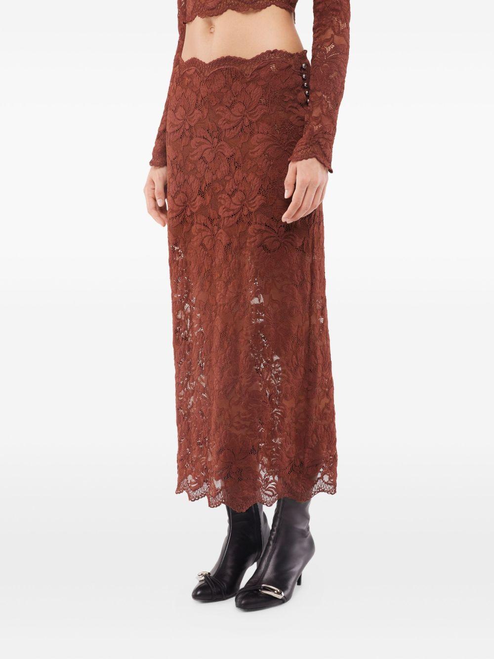 Gonna midi in pizzo mattone Rabanne - donna 
