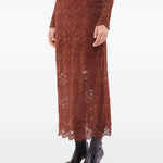 Gonna midi in pizzo mattone Rabanne - donna 