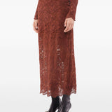 Gonna midi in pizzo mattone Rabanne - donna 