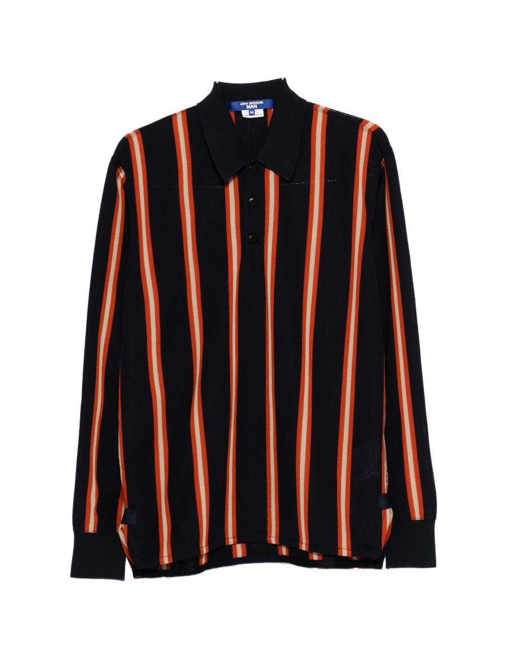 Polo a maniche lunghe a righe in nero Junya watanabe - uomo 