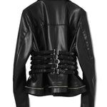 Giacca in pelle con fibbie in nero Undercover - donna 