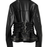 Giacca in pelle con fibbie in nero Undercover - donna 