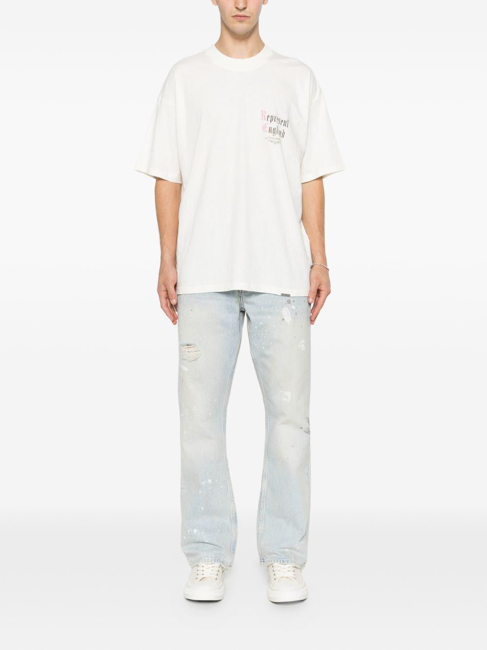 T-shirt a maniche corte con stampa logo in bianco Represent - uomo 