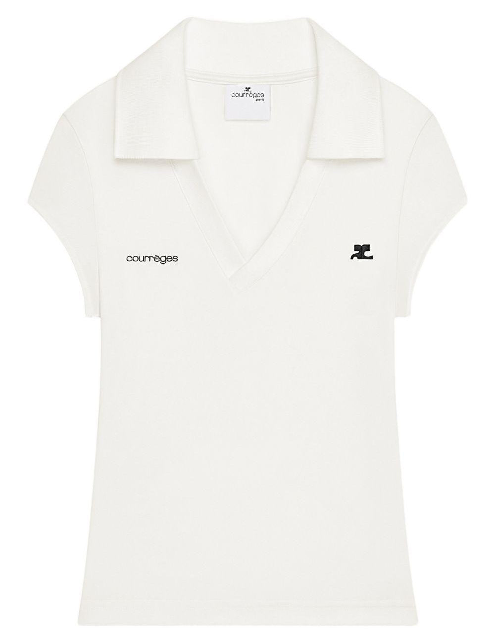 Polo con logo in bianco Courrèges - donna 