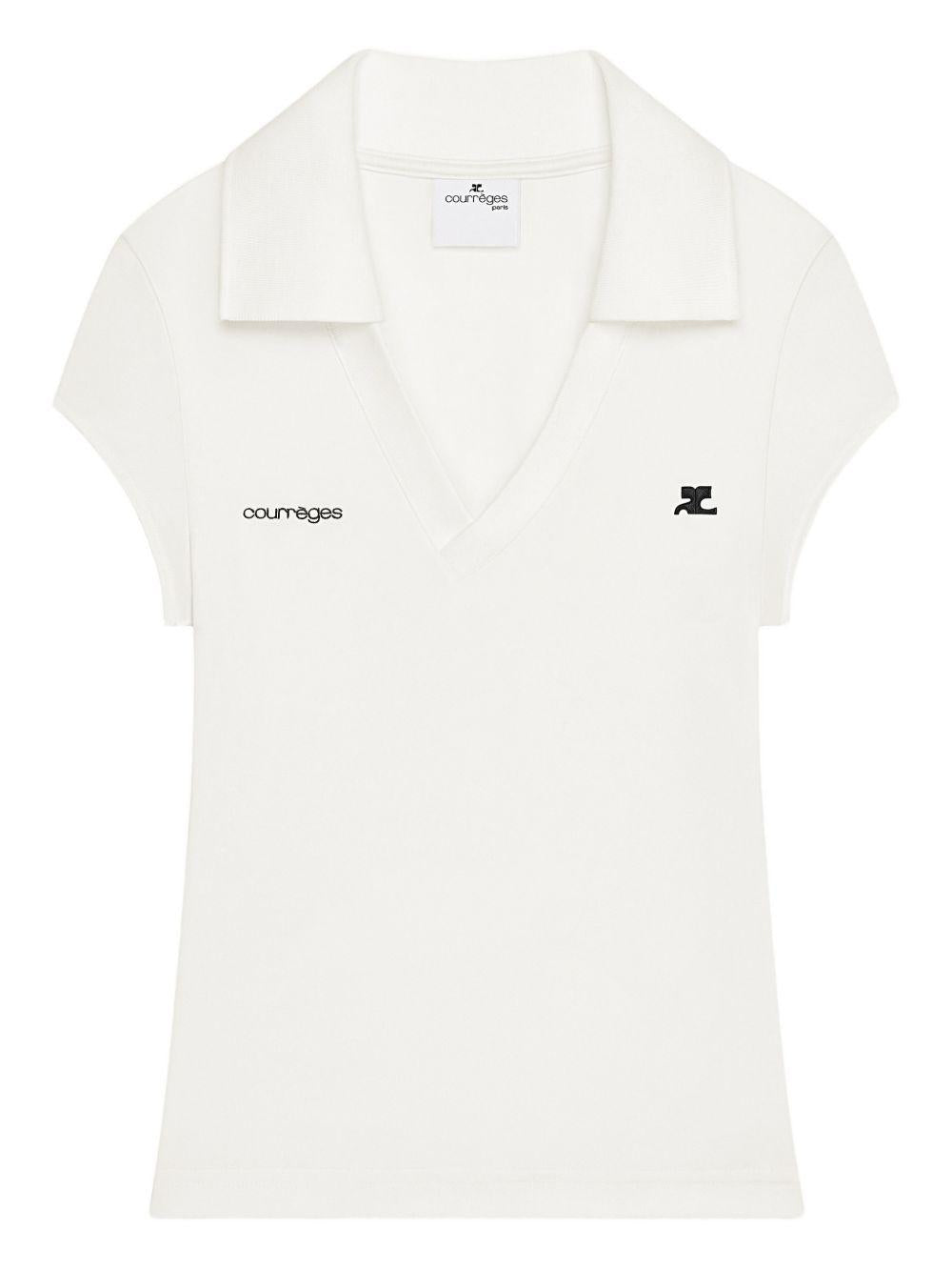 Polo con logo in bianco Courrèges - donna 