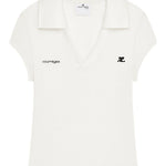 Polo con logo in bianco Courrèges - donna 