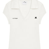 Polo con logo in bianco Courrèges - donna 