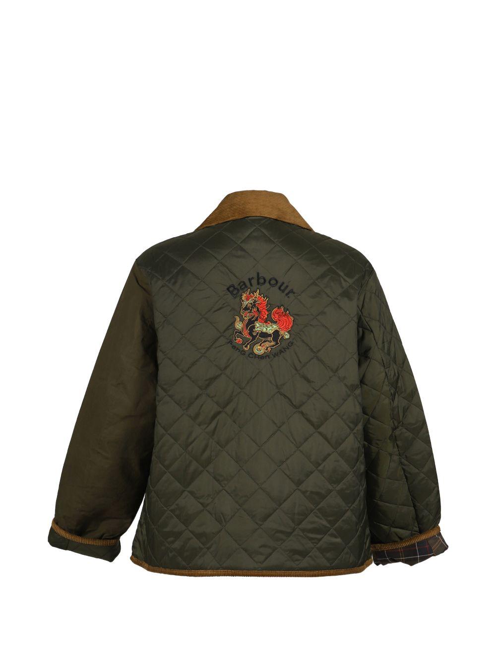 Giacca trapuntata con patchwork in verde Feng Chen Wang x Barbour - uomo 