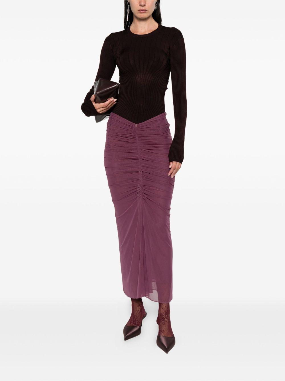 Maglia a coste a maniche lunghe in bordeaux Mugler - donna 