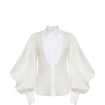 Camicia con maniche bishop in bianco Brunello Cucinelli - donna 