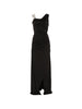 Abito lungo asimmetrico con arricciature e decorazioni di cristalli in nero Amen - donna