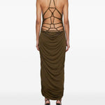 Abito midi con scollo a V profondo in verde Blumarine - donna 