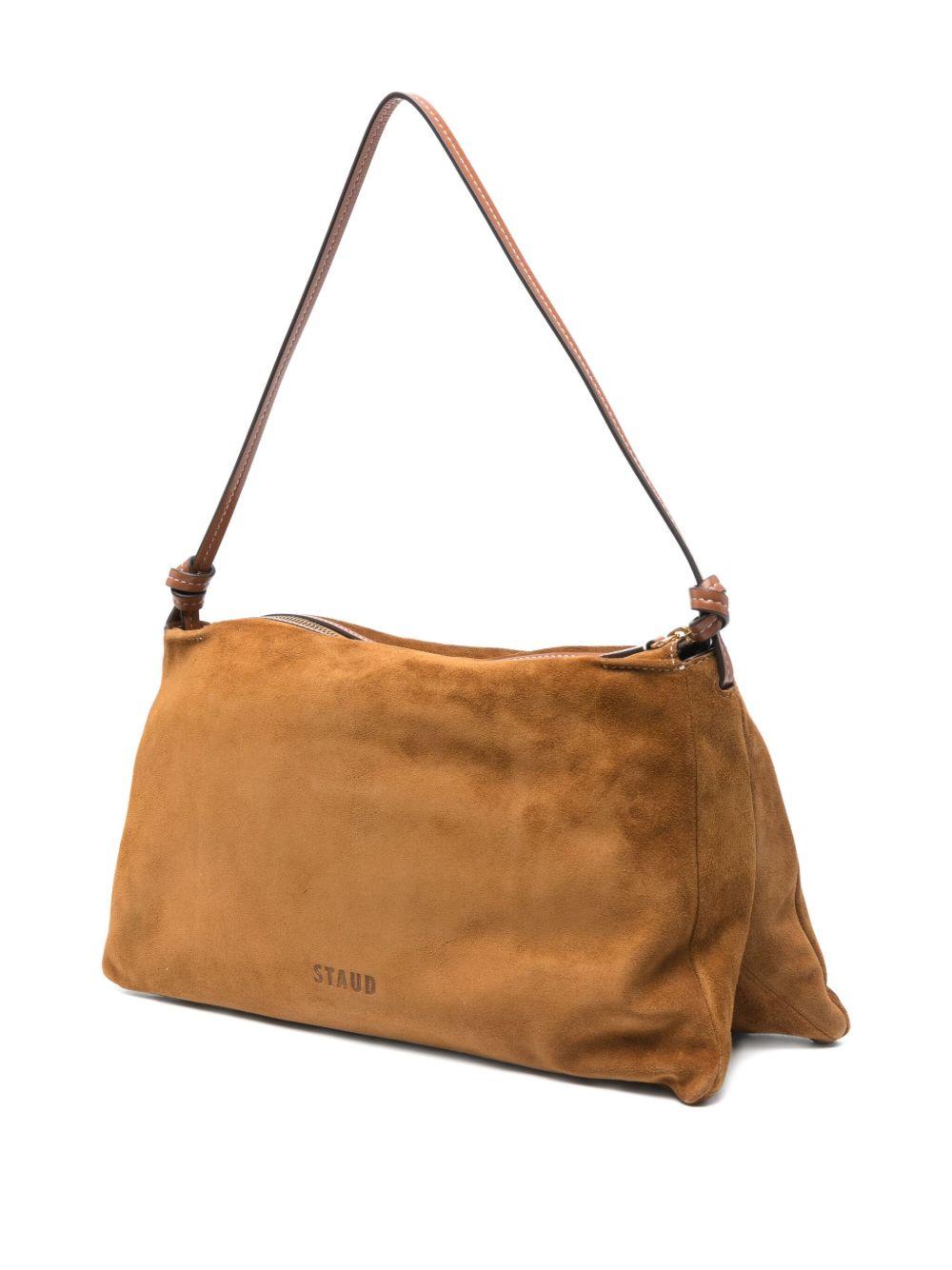 Borsa a spalla wally in pelle scamosciata in marrone Staud - donna 