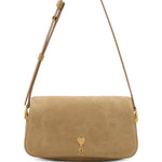 Borsa a spalla mini Paris Paris in pelle scamosciata beige ami paris - unisex 