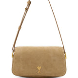 Borsa a spalla mini Paris Paris in pelle scamosciata beige ami paris - unisex 